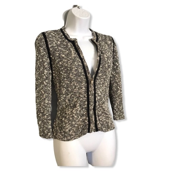Ann Taylor | Detailed Chic Tweed Zip-Down Cardigan - Picture 6 of 8